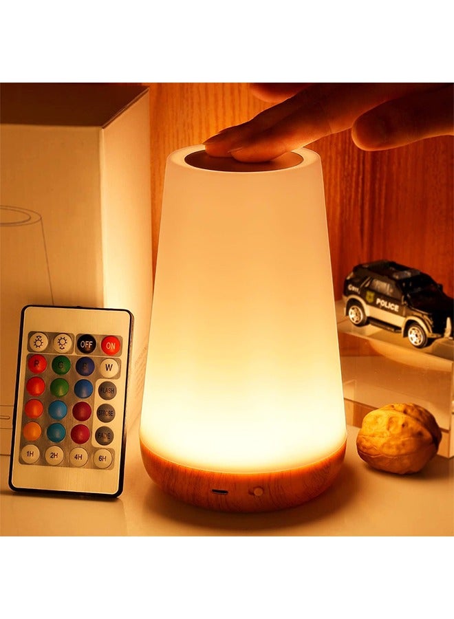 Portable Touch Lamp, Night Light, Portable Table Sensor Control Bedside Lamps with Quick USB Charging Port, 5 Level Dimmable Warm White Light & 13 Color Changing for Bedroom/Office/Hallways - Image 1