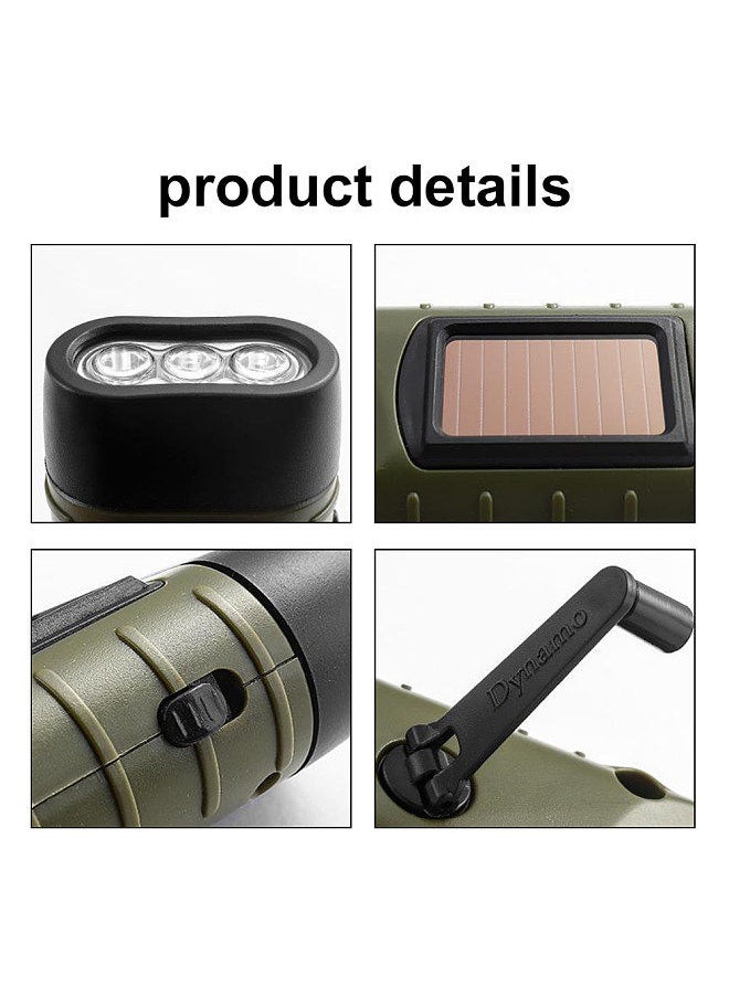 Generic - Portable LED Flashlight Hand Crank Dynamo Torch Lantern Multifunctional Solar Power Rechargeable Tent Light - Image 1