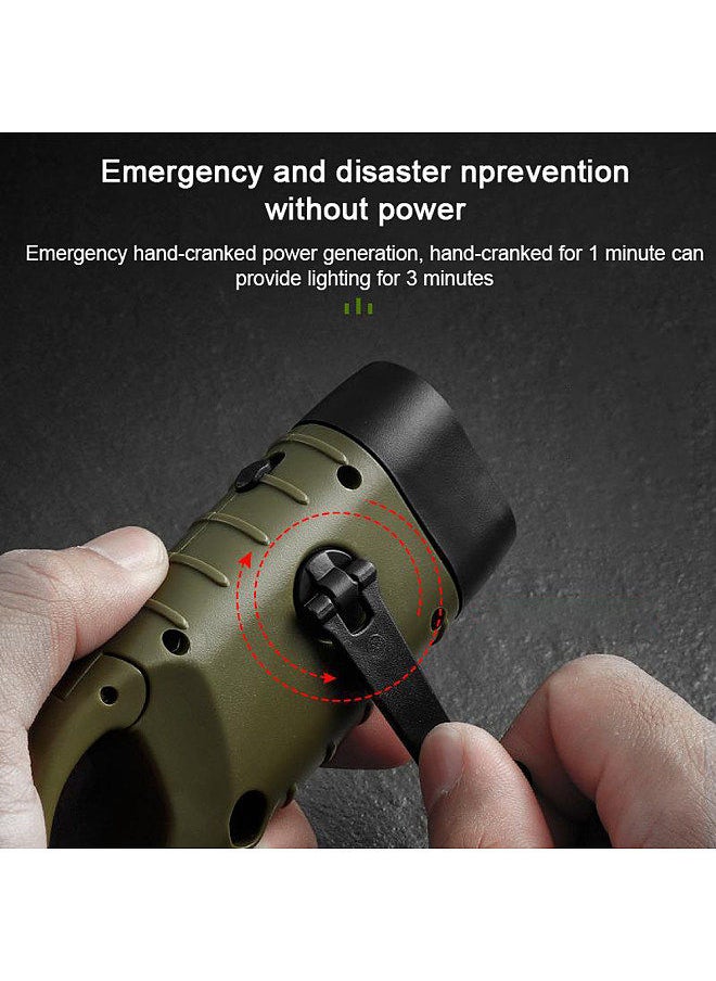 Generic - Portable LED Flashlight Hand Crank Dynamo Torch Lantern Multifunctional Solar Power Rechargeable Tent Light - Image 1