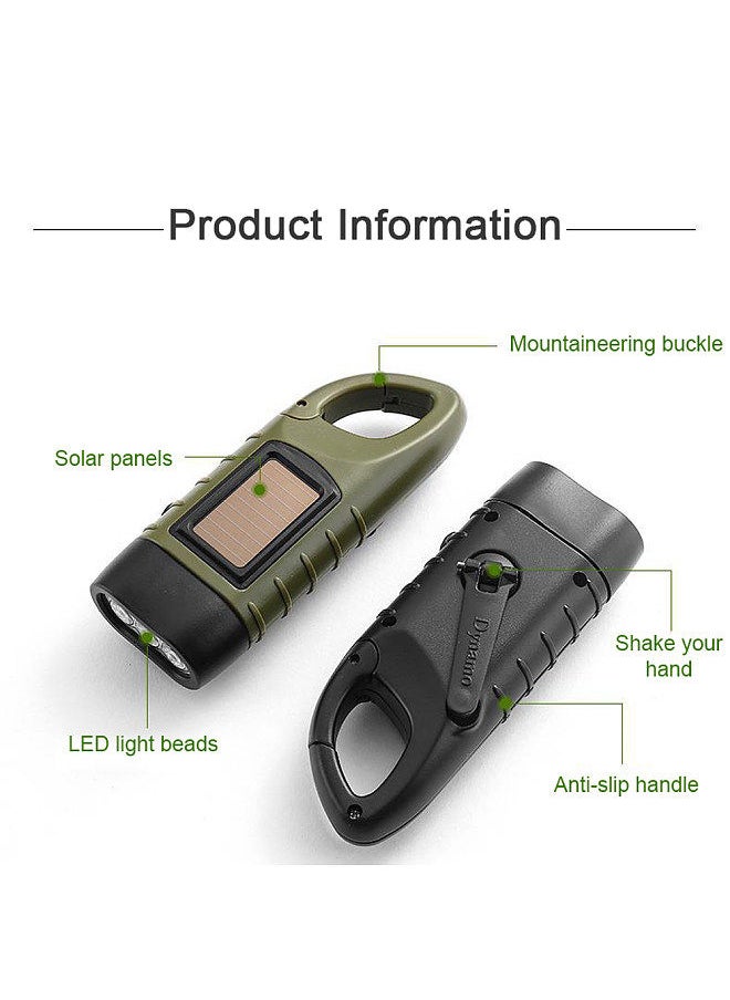 Generic - Portable LED Flashlight Hand Crank Dynamo Torch Lantern Multifunctional Solar Power Rechargeable Tent Light - Image 1