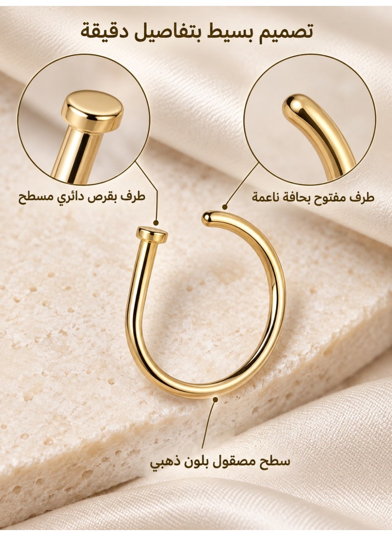 Ginora Gold-Tone Open Nose Hoop Ring, Minimalist Stainless Steel Nose Jewelry with Smooth Polished Finish for Daily Wear and Special Occasions - Image 5