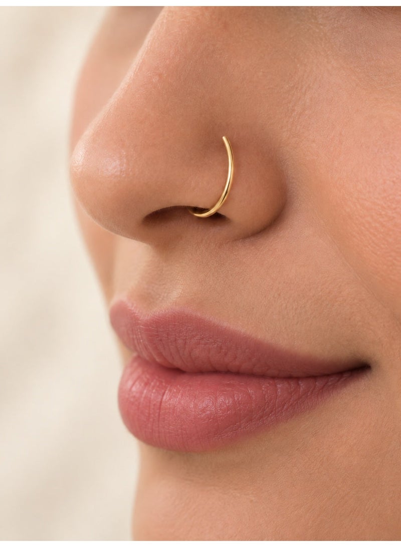Ginora Gold-Tone Open Nose Hoop Ring, Minimalist Stainless Steel Nose Jewelry with Smooth Polished Finish for Daily Wear and Special Occasions - Image 1
