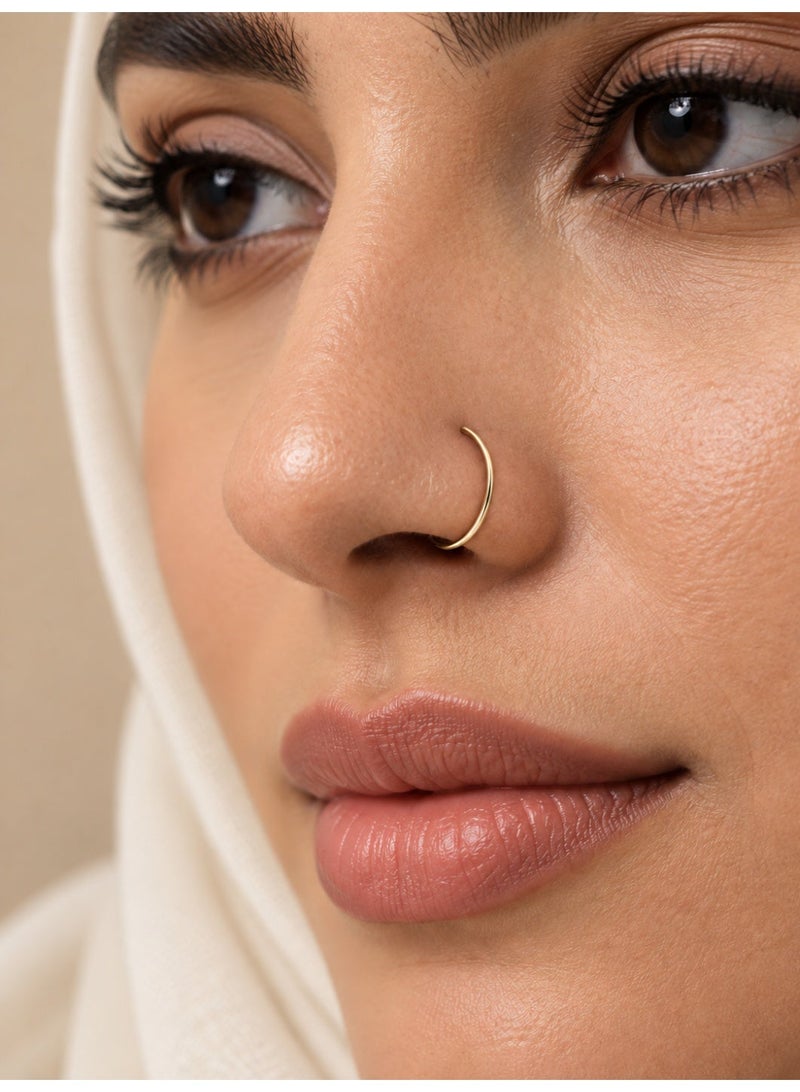 Ginora Gold-Tone Open Nose Hoop Ring, Minimalist Stainless Steel Nose Jewelry with Smooth Polished Finish for Daily Wear and Special Occasions - Image 2