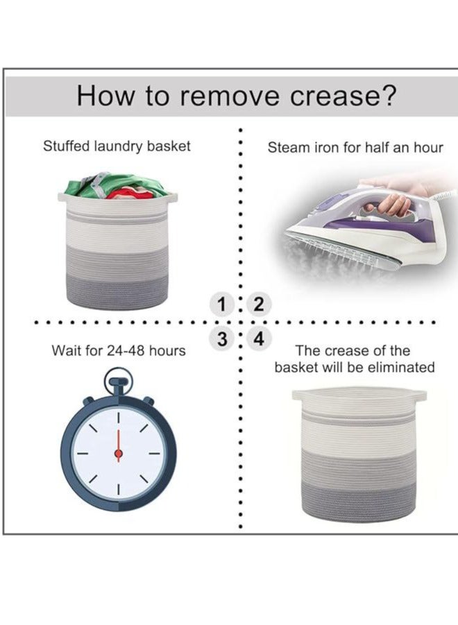 80L Laundry Hamper With Handles,Decorative Basket For Living Room,Woven Storage Basket For Toys Bin,Pillows, Blankets,Clothes 20x18inc (Gradient Gray) - Image 4