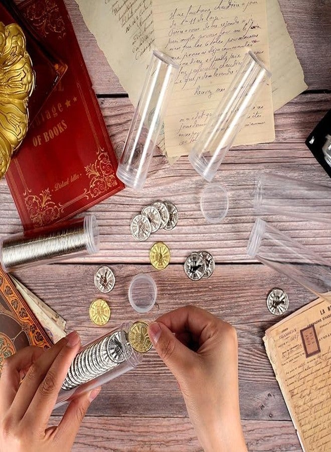 GOTOTOP 10 عبوة أنابيب بلاستيكية شفافة للدولار، أنابيب كبيرة للدولار والربع والقرش مع غطاء لولبي لتخزين الفواتير بقطر 25 مم لمستلزمات جمع الفواتير - Image 4