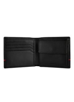 BOSS Hugo Boss Signature Stripe Leather Wallet & Iconic Logo Key Fob Set - Black/Red Accent  - Image 3