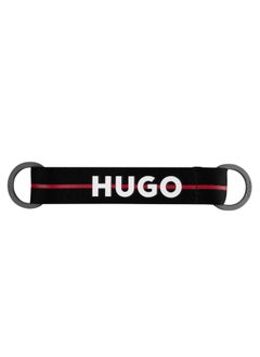 BOSS Hugo Boss Signature Stripe Leather Wallet & Iconic Logo Key Fob Set - Black/Red Accent  - Image 5