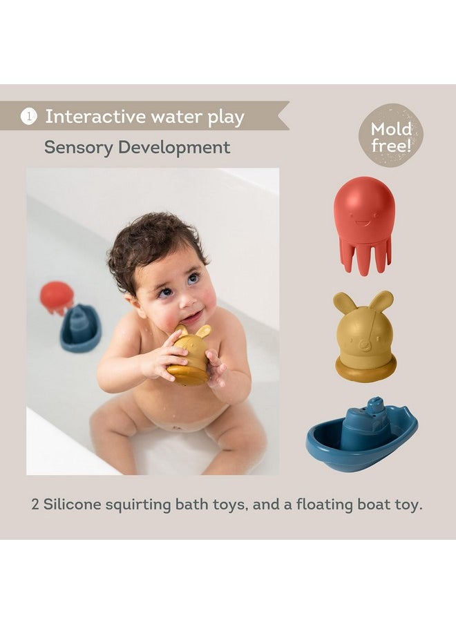 Taf Toys Taf Toys Bath Time Kit for Babies - Including Bath Book, Cotton Hooded Towel, Squeaking Bath Toys, Boat Toy - with 5-Piece Newborn Essentials, Baby Boy Bath Gift Set Baptism Gifts  - Image 2