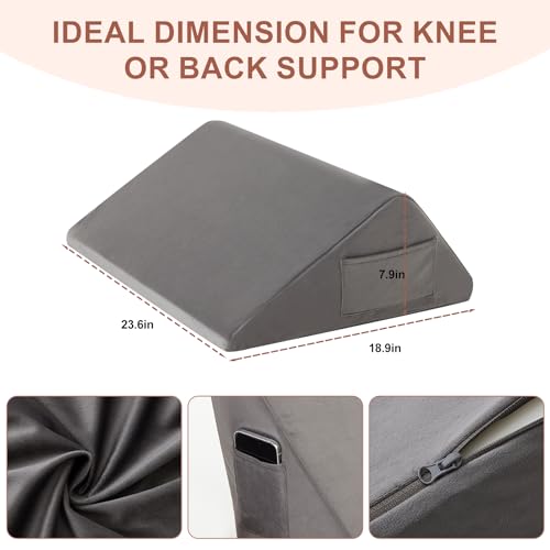 Bedluxe Knee Pillow for Back Sleeping, Leg Pillow Knee Wedge Pillow, Memory Foam Wedge Pillows for Legs After Surgery, Triangle Pillow for Knee Support, Leg Elevation, Knees Hip Back Pain Relief, Short Plush - Image 4