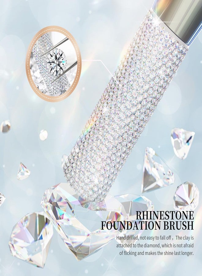 DUcare Rhinestone Foundation brush Diamond Bling Makeup Tanning Brush Flat Top Kabuki Brush, Synthetic Professional Liquid Blending Mineral Powder Makeup Tools - Image 2