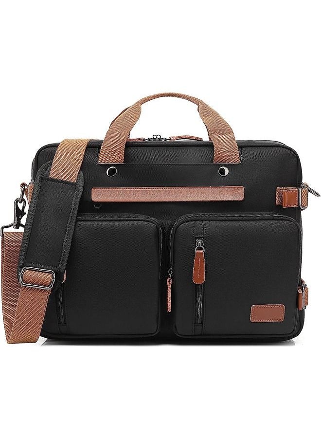 Arabest 3 in 1 Laptop Backpack, 17.3 Inch Laptop Bag Messenger Bag Shoulder Bag for Men/Women, Water-Proof Briefcase Multi-functional Notebook Computer Bag for Travel Business, Canvas Black  - Image 1