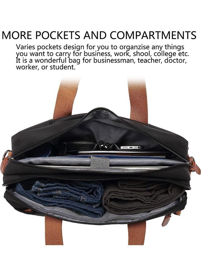 Arabest 3 in 1 Laptop Backpack, 17.3 Inch Laptop Bag Messenger Bag Shoulder Bag for Men/Women, Water-Proof Briefcase Multi-functional Notebook Computer Bag for Travel Business, Canvas Black  - Image 4
