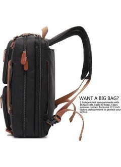 Arabest 3 in 1 Laptop Backpack, 17.3 Inch Laptop Bag Messenger Bag Shoulder Bag for Men/Women, Water-Proof Briefcase Multi-functional Notebook Computer Bag for Travel Business, Canvas Black  - Image 3