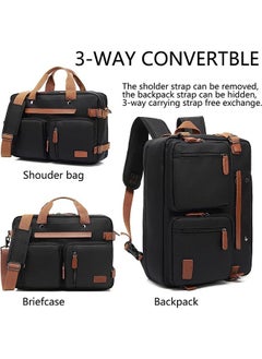 Arabest 3 in 1 Laptop Backpack, 17.3 Inch Laptop Bag Messenger Bag Shoulder Bag for Men/Women, Water-Proof Briefcase Multi-functional Notebook Computer Bag for Travel Business, Canvas Black  - Image 2