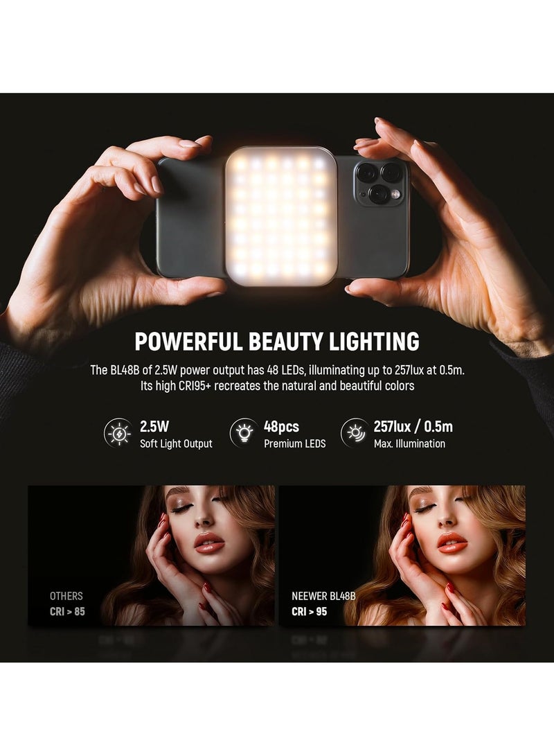 Neewer Neewer Basics BL48B Magnetic Selfie Light – Portable Clip-On LED Fill Light for Smartphones, Vlogging, Live Streaming & Makeup - Image 4