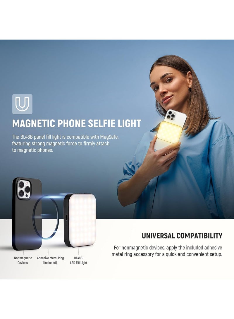 Neewer Neewer Basics BL48B Magnetic Selfie Light – Portable Clip-On LED Fill Light for Smartphones, Vlogging, Live Streaming & Makeup - Image 3