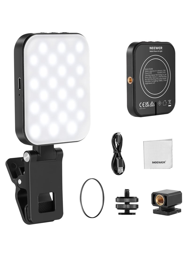 Neewer Neewer Basics BL48B Magnetic Selfie Light – Portable Clip-On LED Fill Light for Smartphones, Vlogging, Live Streaming & Makeup - Image 1