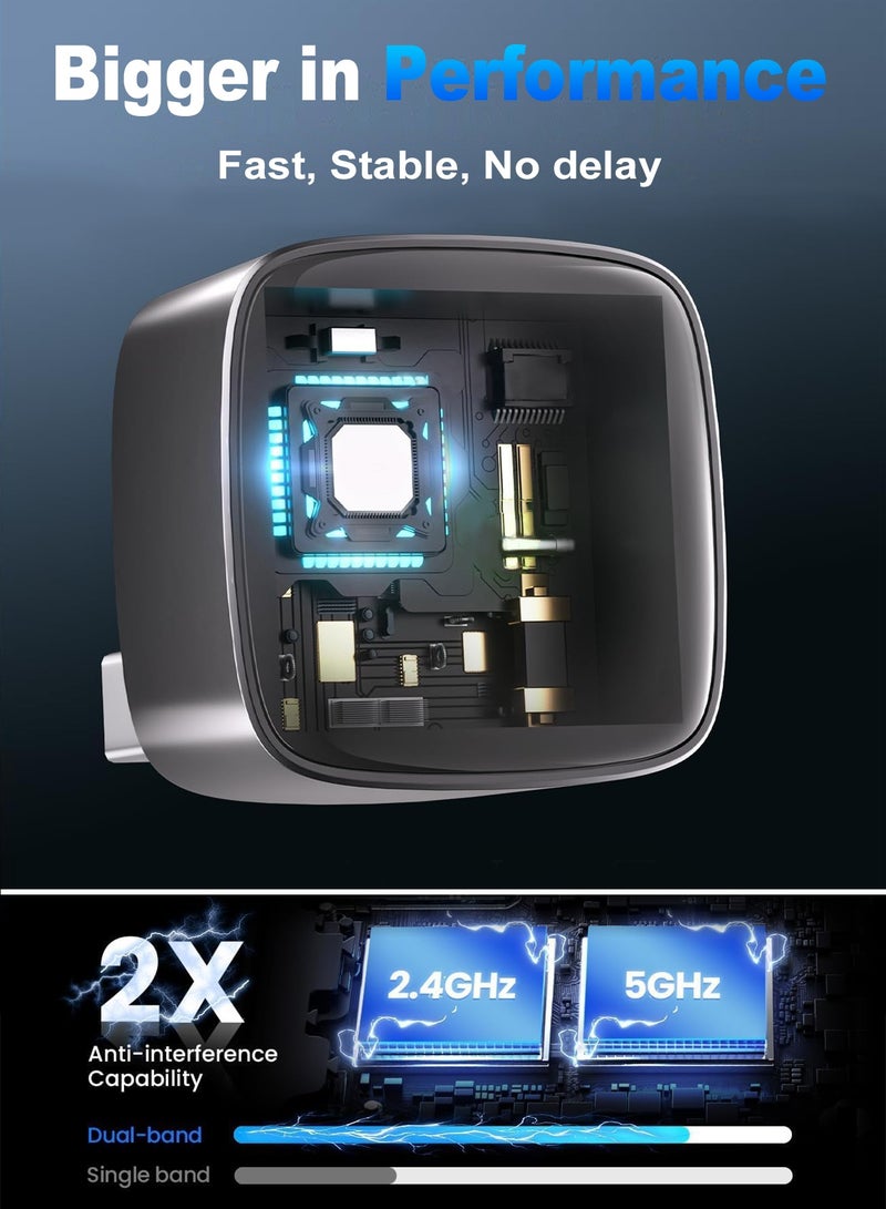 مساحة باردة محول لاسلكي 2 في 1 لـ CarPlay وAndroid Auto، سهل التركيب والتوصيل والتشغيل، استخدام سريع وسلس يدعم أكثر من 1000 سيارة مزودة بنظام CarPlay/Android Auto سلكي مدمج، محول سيارة بتصميم أنيق صغير الحجم لأجهزة iPhone وAndroid مع منفذ USB/USB-C (أسود) - Image 5