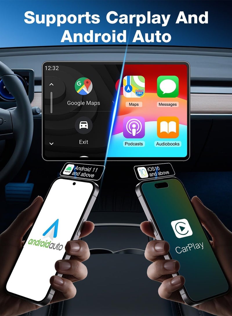 مساحة باردة محول لاسلكي 2 في 1 لـ CarPlay وAndroid Auto، سهل التركيب والتوصيل والتشغيل، استخدام سريع وسلس يدعم أكثر من 1000 سيارة مزودة بنظام CarPlay/Android Auto سلكي مدمج، محول سيارة بتصميم أنيق صغير الحجم لأجهزة iPhone وAndroid مع منفذ USB/USB-C (أسود) - Image 3