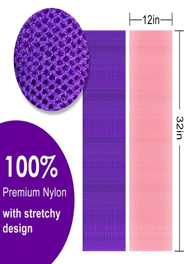 THURLADY 2 Pieces African Net Sponge, African Scrub Bath Net, Exfoliating Body Back Scrubber for All Skin Types, Exfoliating Washcloth, Shower Essentials, Deep Cleansing, Smoother Skin (Purple & Pink) - Image 3