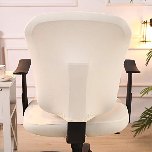 Jinzio Computer Office Chair Cover - Split Protective & Stretchable Cloth Polyester Universal Desk Task Chair Chair Covers Stretch Rotating Chair Slipcover, Cream - Image 4