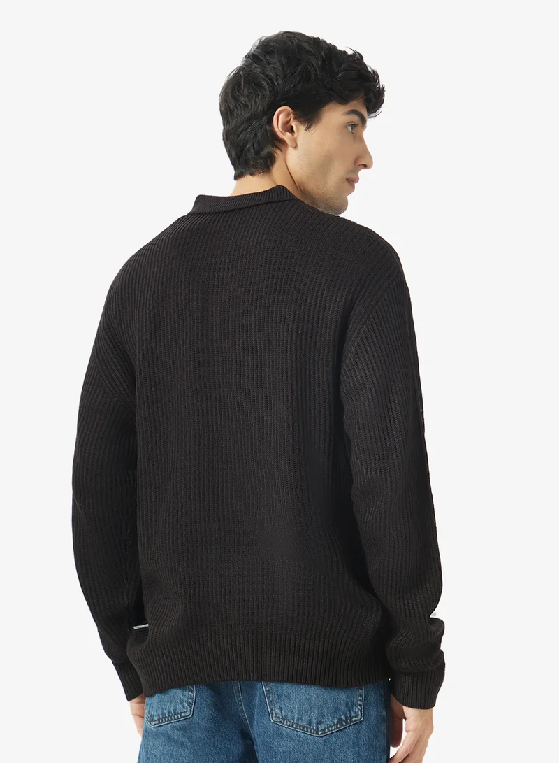 JJ Rebel Knitted Relexed Fit Polo Long Sleeve Sweaters