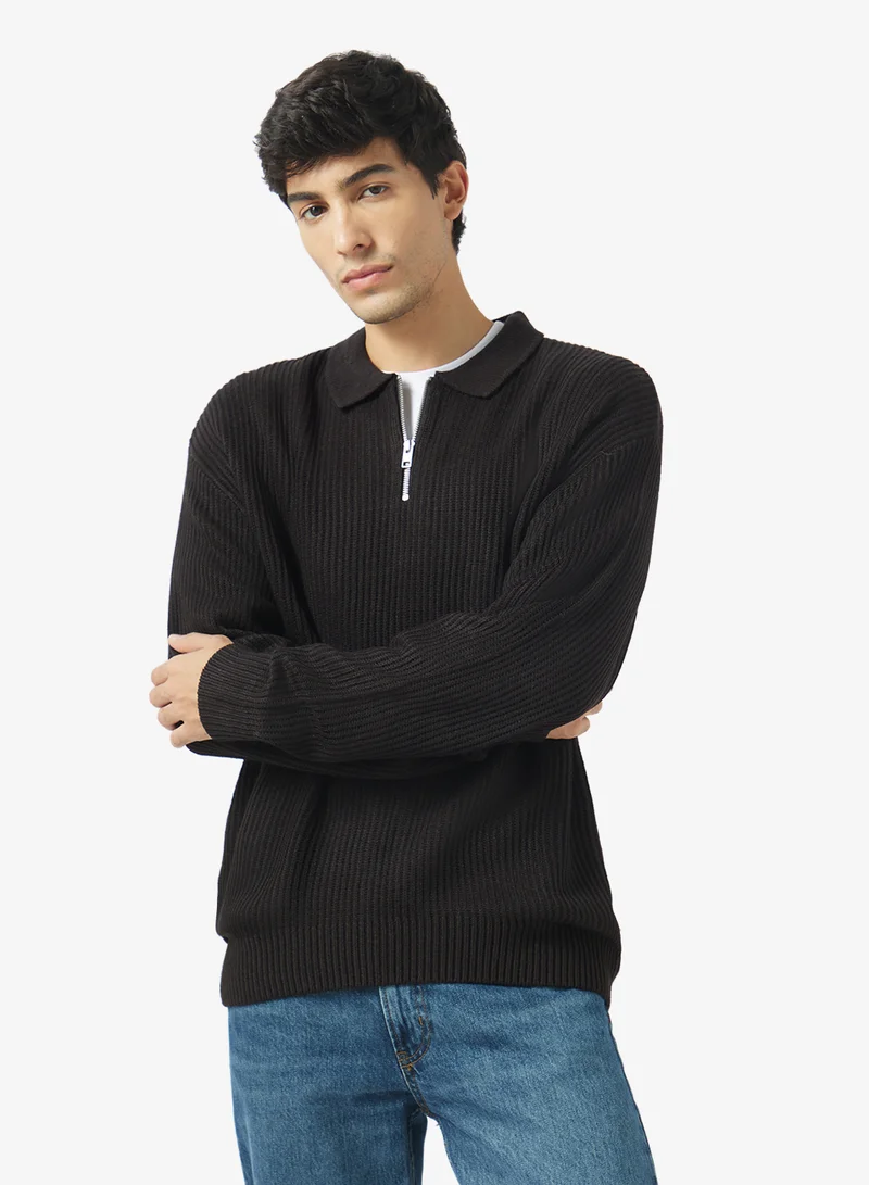 JJ Rebel Knitted Relexed Fit Polo Long Sleeve Sweaters