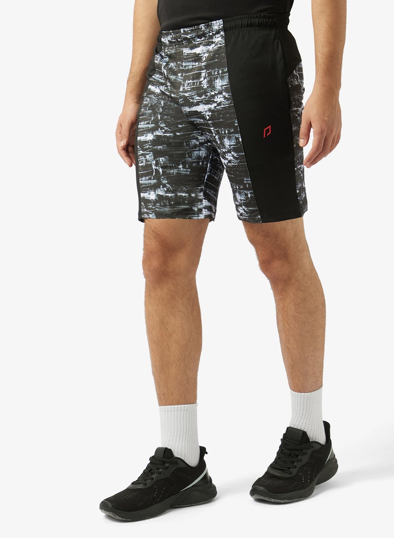 FRWD Digital Print Contrast Cut And Sew Panel Sweat Shorts - Image 1