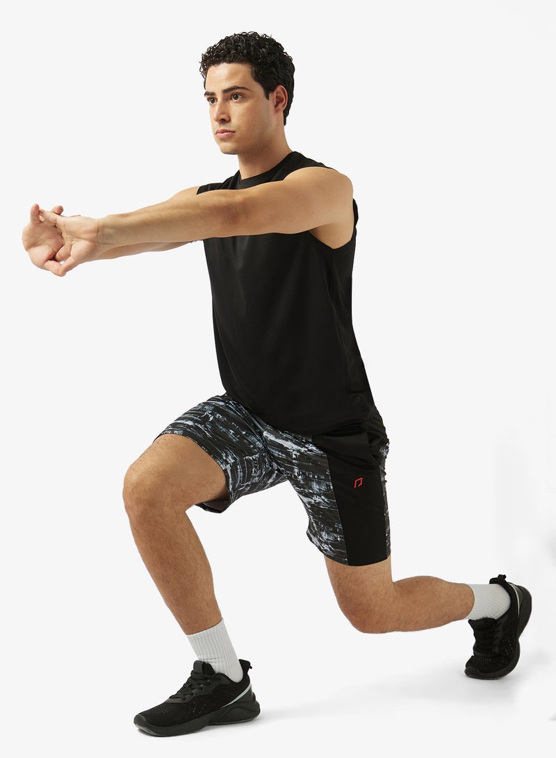 FRWD Digital Print Contrast Cut And Sew Panel Sweat Shorts - Image 2