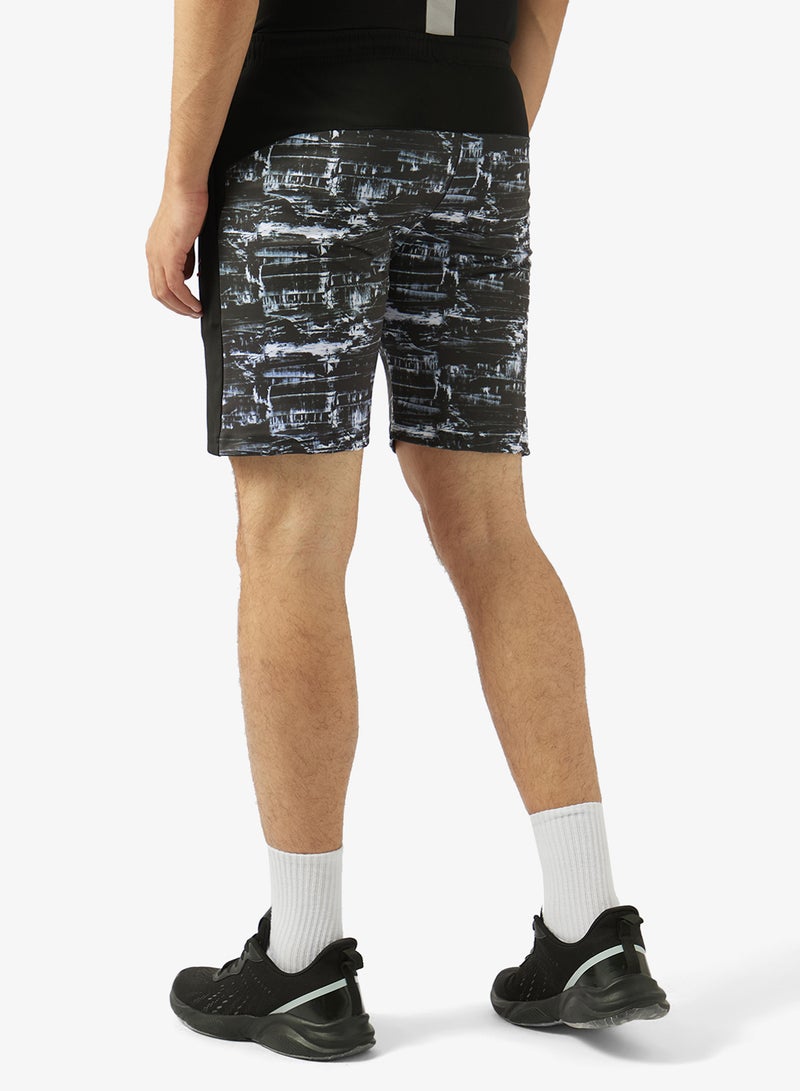 FRWD Digital Print Contrast Cut And Sew Panel Sweat Shorts - Image 3
