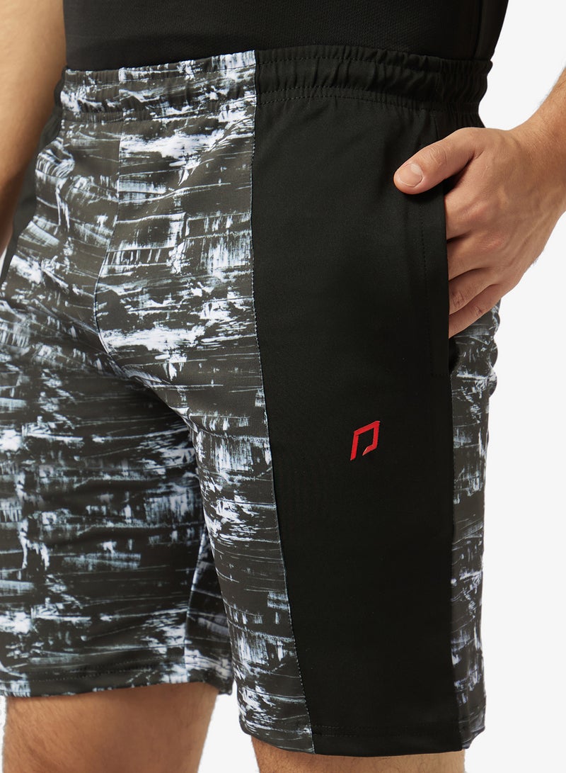 FRWD Digital Print Contrast Cut And Sew Panel Sweat Shorts - Image 4
