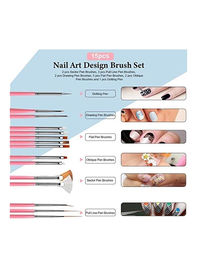 نيبمينينت 20 Piece Nail Art Design Set Dotting Painting Drawing Polish Brush Pen Tool Multicolour - Image 4