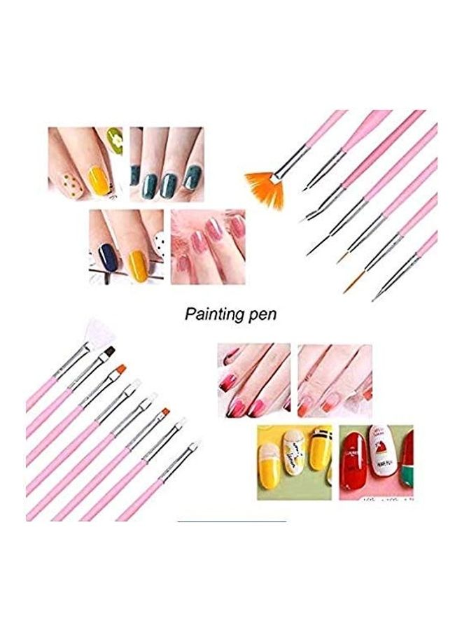 نيبمينينت 20 Piece Nail Art Design Set Dotting Painting Drawing Polish Brush Pen Tool Multicolour - Image 5