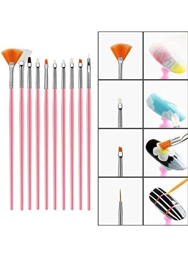 نيبمينينت 20 Piece Nail Art Design Set Dotting Painting Drawing Polish Brush Pen Tool Multicolour - Image 2