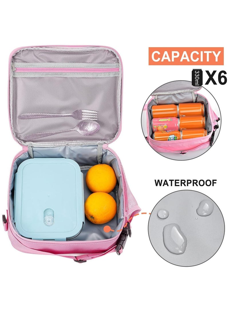 Gonice Children's Lunch Box, Rainbow Laser Tote Leakproof Insulated Lunch Bag Reusable Insulated Bento Bag Picnic Ice Bag Girls Simple Shoulder Bag for School and Outdoor Backpack (pink)  - Image 4