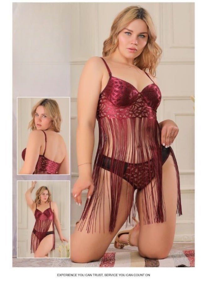 Women's soft nightgown in a comfortable fabric – elegant fringe design - Image 1