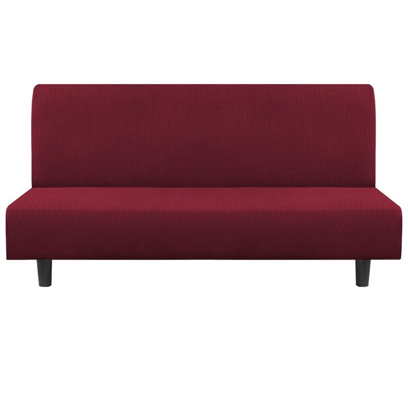 Flamingo P Stretch Armless Futon Covers Full Queen Futon Couch Covers Slipcover Futon Sofa Cover Futon Bed Cover Furniture Protector Covers with Elastic Bottom Soft Thick Jacquard Washable Burgundy
