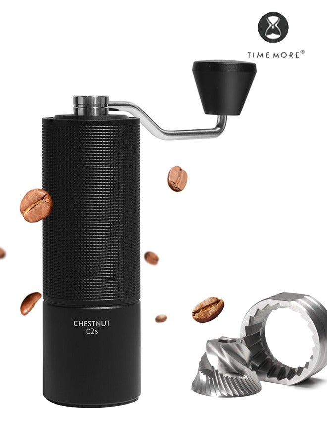 TIMEMORE Chestnut C2S Manual Coffee Grinder,CNC Stainless Steel Conical Burr, Internal Adjustable Setting, Double Bearing Positioning, Capacity 20g Pour Over Mocha Coffee for Travel, Camping, Home,Black - Image 1