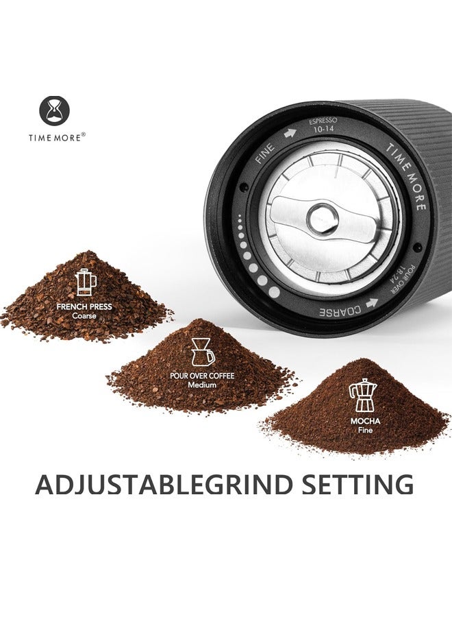 TIMEMORE Chestnut C2S Manual Coffee Grinder,CNC Stainless Steel Conical Burr, Internal Adjustable Setting, Double Bearing Positioning, Capacity 20g Pour Over Mocha Coffee for Travel, Camping, Home,Black - Image 4