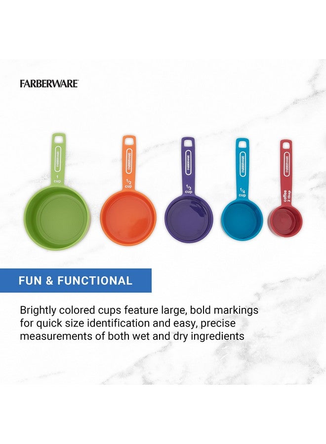 فاربرواير مجموعة أكواب قياس احترافية من فاربروير، مكونة من 5 قطع مع مغرفة قهوة، أكواب قياس بلاستيكية متينة للمطبخ مع علامات سهلة القراءة، تصميم متداخل - Image 2