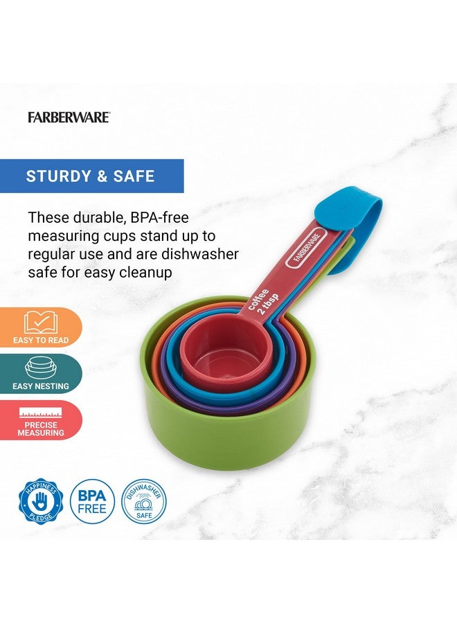فاربرواير مجموعة أكواب قياس احترافية من فاربروير، مكونة من 5 قطع مع مغرفة قهوة، أكواب قياس بلاستيكية متينة للمطبخ مع علامات سهلة القراءة، تصميم متداخل - Image 1