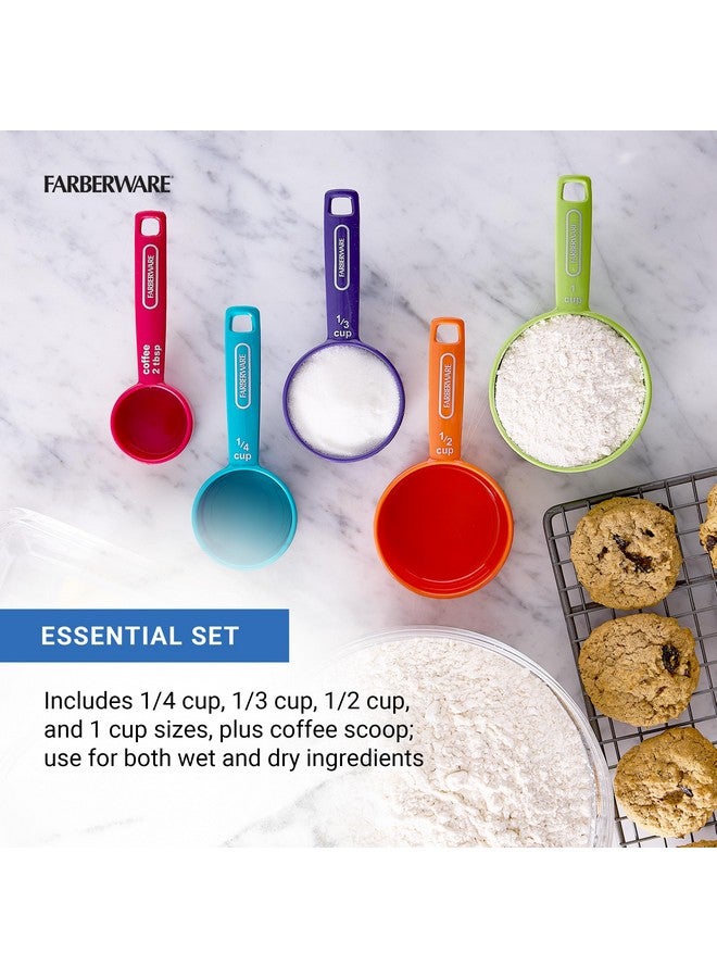 فاربرواير مجموعة أكواب قياس احترافية من فاربروير، مكونة من 5 قطع مع مغرفة قهوة، أكواب قياس بلاستيكية متينة للمطبخ مع علامات سهلة القراءة، تصميم متداخل - Image 3