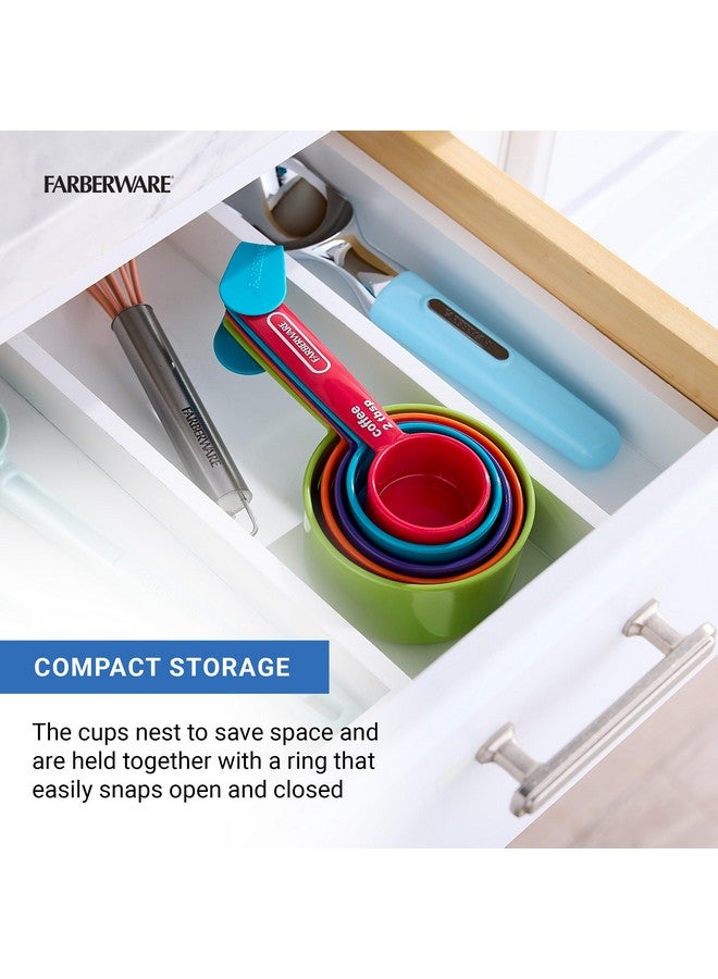 فاربرواير مجموعة أكواب قياس احترافية من فاربروير، مكونة من 5 قطع مع مغرفة قهوة، أكواب قياس بلاستيكية متينة للمطبخ مع علامات سهلة القراءة، تصميم متداخل - Image 4