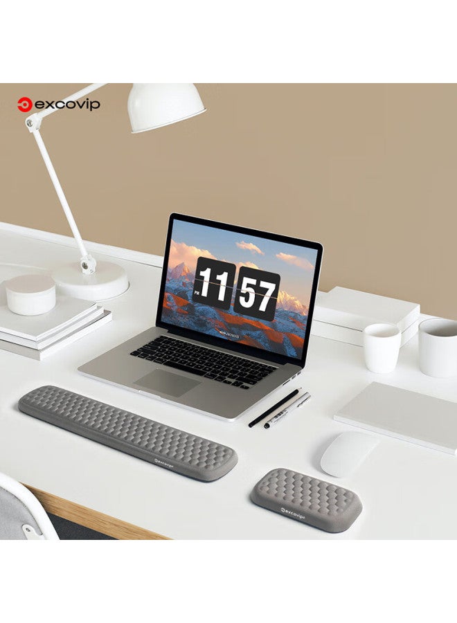 Exco Honeycomb Keyboard And Mouse Pad Wrist Rest Set, Laptop Office Soft Support Wrist Pad Pillow Hand Rest Memory Foam Wrist Rest Keyboard Pad 0518 Gray - Image 3