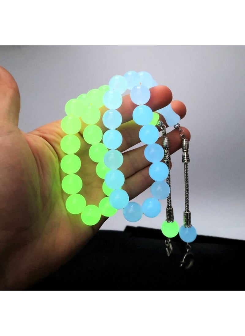 Pigado - Crescent and Star Tasseled Coarse-Grained Cat's Eye Phosphorescent Efe Rosary - Image 1