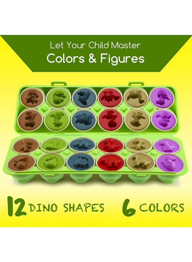 Play Brainy Play Brainy Dinosaur Matching Eggs for Toddlers, 12 Pc. Set, Colorful Early Learning and Educational STEM Fun Teaches Colors and Shapes, Sorting and Fine Motor Skills, Recognition, Easter Gift  - Image 2