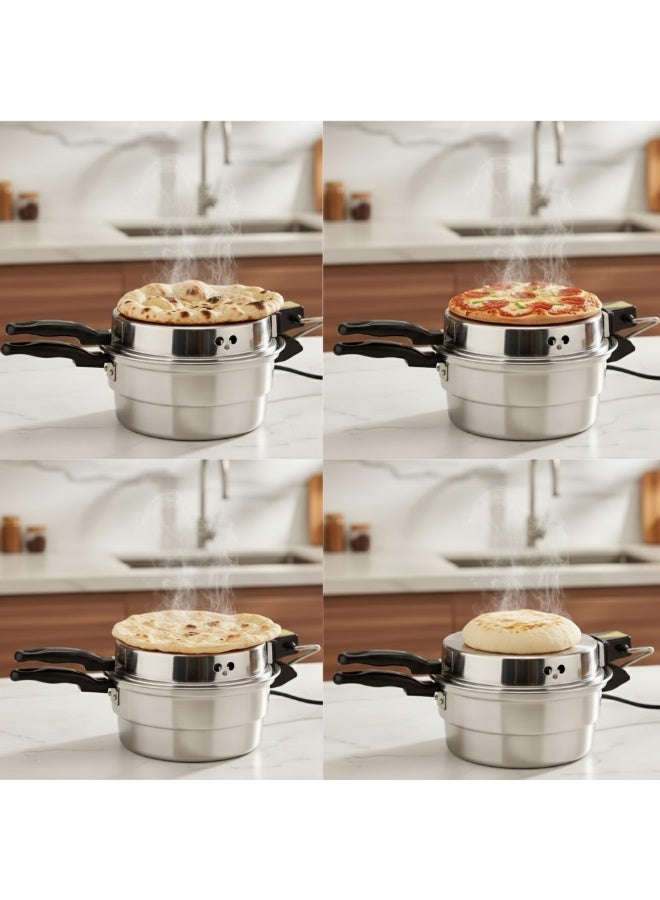 AMM 28CM Electric Roti Maker 1000W | Aluminum Non-Stick Plate | Chapati, Naan & Pizza Maker | Fast Heating Flatbread Cooker - Image 2