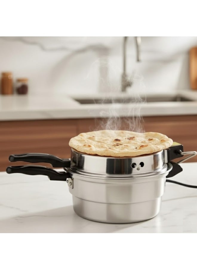 AMM 28CM Electric Roti Maker 1000W | Aluminum Non-Stick Plate | Chapati, Naan & Pizza Maker | Fast Heating Flatbread Cooker - Image 1