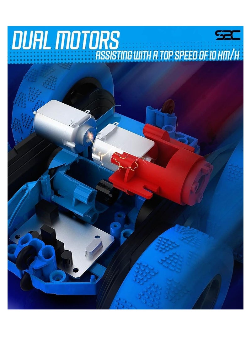 راكسوم سيارة تحكم عن بعد، لعبة سيارة بهلوانية تعمل بالتحكم عن بعد، دفع رباعي 2.4 جيجاهرتز، سيارة دوارة 360 درجة تعمل بالتحكم عن بعد، مزودة بمصابيح أمامية، سيارات ألعاب للأطفال في عيد الميلاد للأولاد/البنات (أزرق) - Image 2