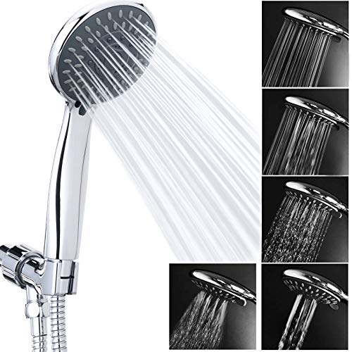 Briout High Pressure Handheld Shower Head Briout 5-Settings Powerful Water Spray Shower Head against Low Pressure Water Flow with Stainless Hose and Adjustable Mount - Image 2